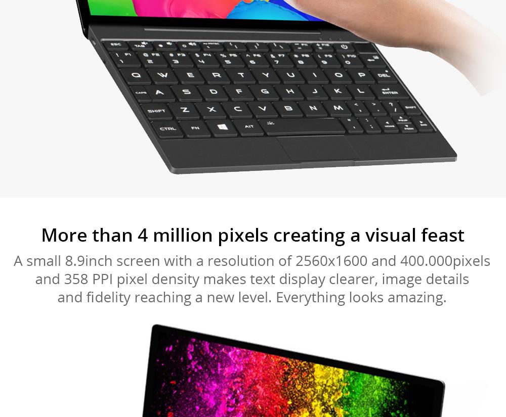 Magic-Ben MAG1 Pocket Laptop 8.9" IPS Touchscreen 2560*1600 Intel Core m3-8100y 16GB Memory 512GB SSD Full metal Slim body Ultra Light Backlit Keyboard Fingerprint Window 10 - Black