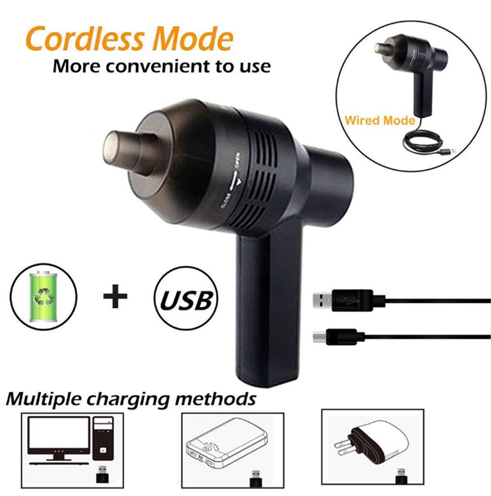 Mini Portable Keyboard Vacuum Cleaner Multifunctional Wireless USB Charging For PC Laptop - Black