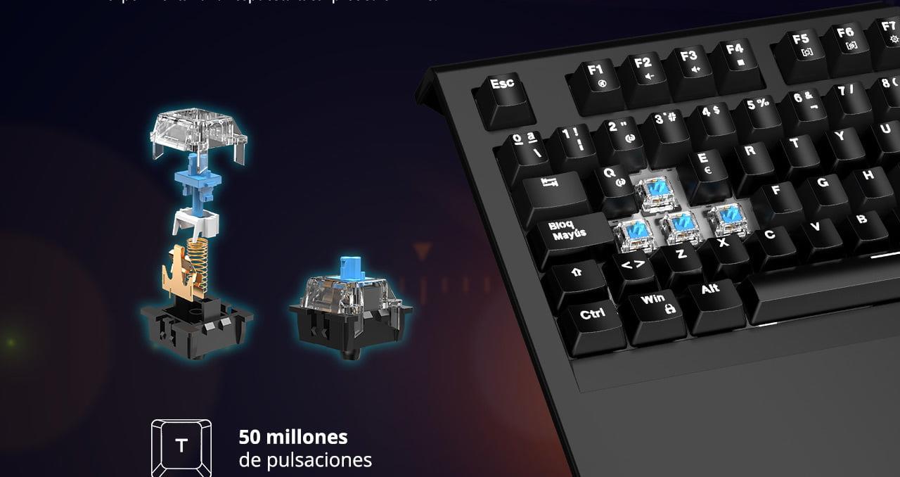 Tronsmart TK09R Spanish Mechanical Gaming Keyboard with RGB Backlight Macro Keys Blue Switches for Gamers
