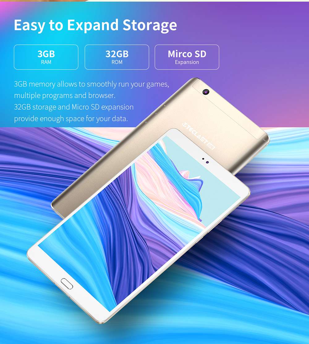 Teclast M8 Tablet PC Allwinner A63 Quad-Core 1.8GHz 8.4" 2.5K Screen 2560*1600 Android 7.1 3GB RAM 32GB ROM - Gold