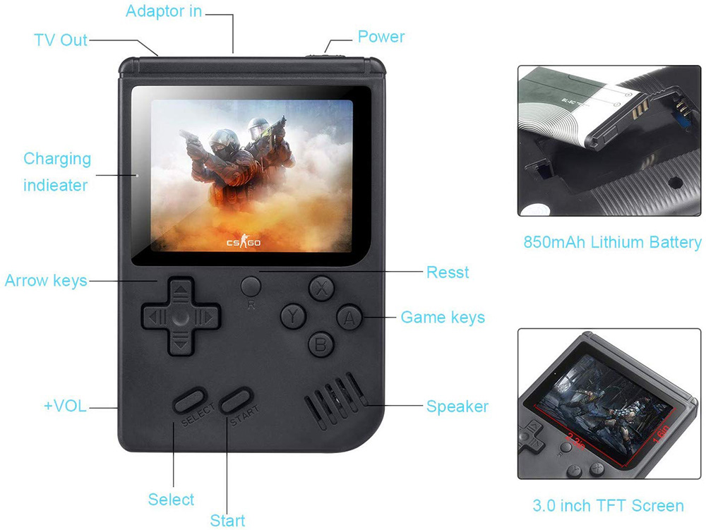 RG300 3-inch Screen 8 Bit Retro Games Consoles 168 Classic Games Supports TV Output