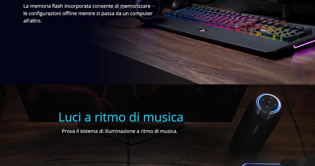 Tronsmart TK09R Italian Mechanical Gaming Keyboard with RGB Backlight Macro Keys Blue Switches for Gamers