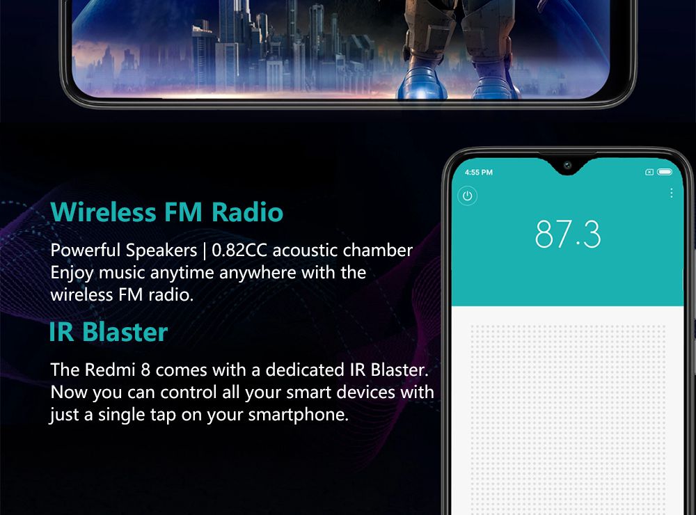 Smartphone Snapdragon 439 4GB 64GB 12.0MP+2.0MP Dual Rear Cameras Face Identification Dual SIM MIUI 10 Global Version - Blue