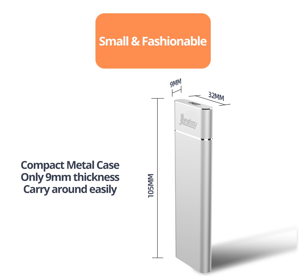 Coolfish M1 NGFF 1TB SSD Portable External Solid State Drive Max Read Speed 430MB/S M.2 Interface - Silver