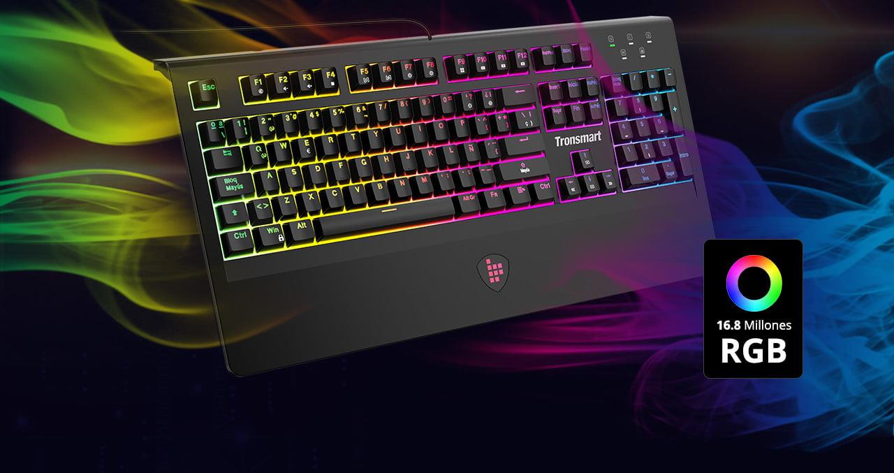 Tronsmart TK09R Spanish Mechanical Gaming Keyboard with RGB Backlight Macro Keys Blue Switches for Gamers