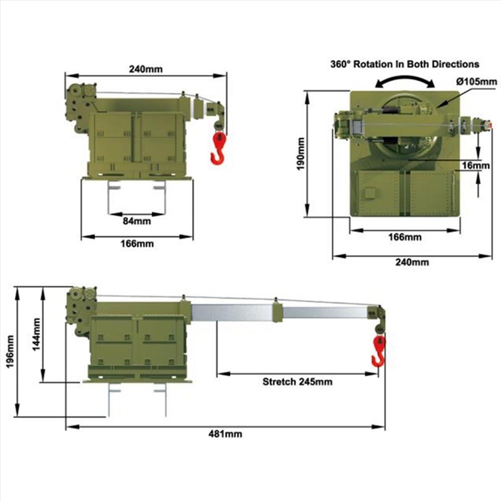 HG P803 Boom Assembly For HG P801 P802 M983 2.4G 1/12 8x8 High-imitation US Army Military Truck RC Car - Army Green