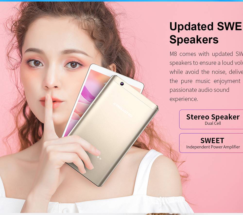 Teclast M8 Tablet PC Allwinner A63 Quad-Core 1.8GHz 8.4" 2.5K Screen 2560*1600 Android 7.1 3GB RAM 32GB ROM - Gold