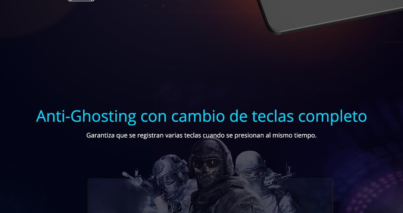 Tronsmart TK09R Spanish Mechanical Gaming Keyboard with RGB Backlight Macro Keys Blue Switches for Gamers