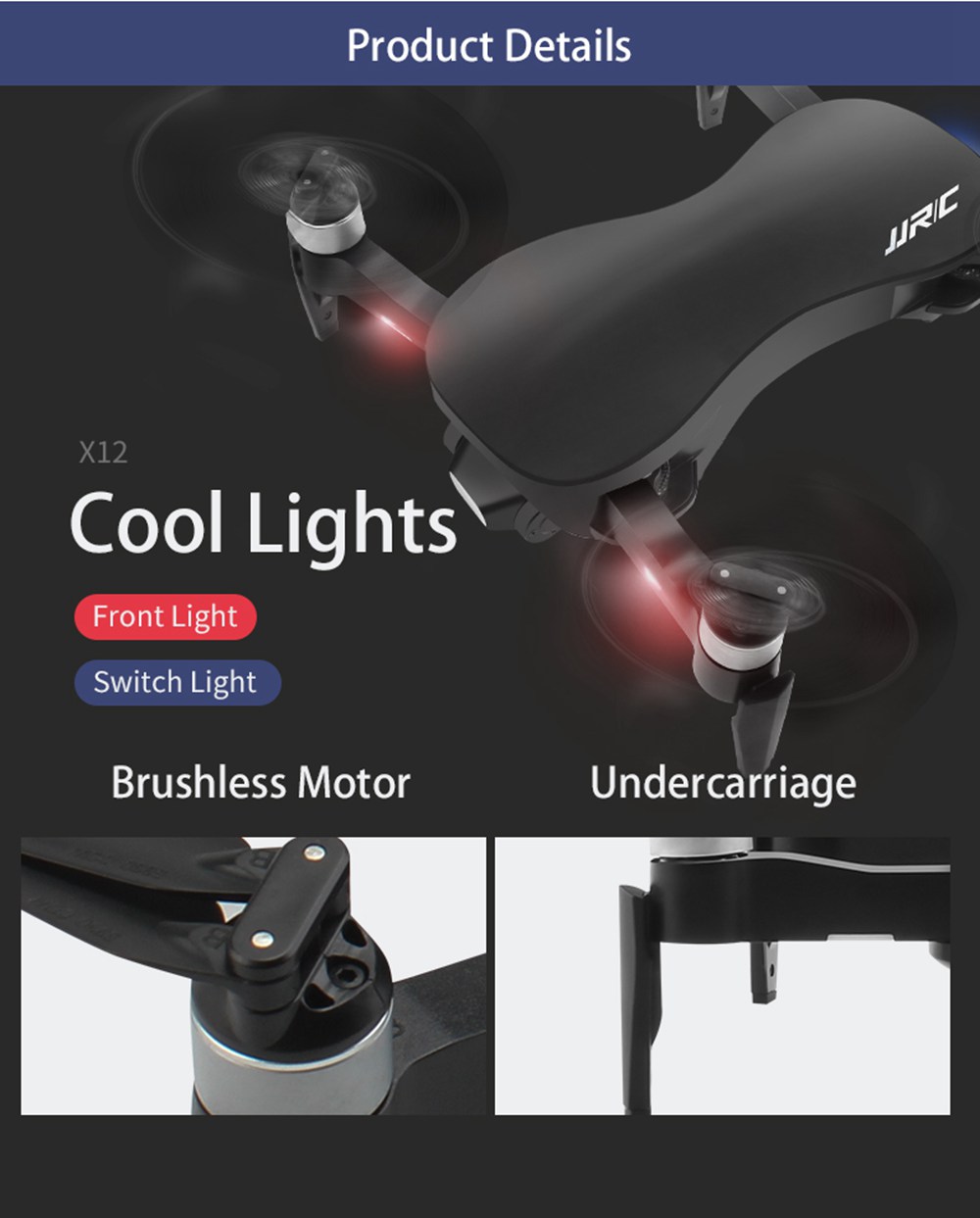JJRC X12 AURORA 4K 5G WIFI 1.2km FPV GPS Foldable RC Drone With 3Axis Gimbal 50X Digital Zoom Ultrasonic Positioning RTF