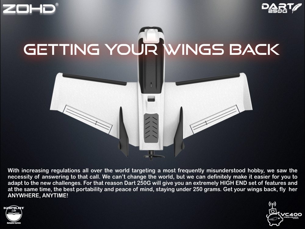 ZOHD Dart250G 570mm Wingspan Sub-250 Grams Sweep Forward Wing AIO EPP FPV RC Airplane With Power System Parts - PNP Version