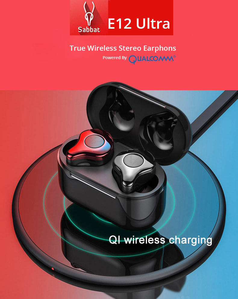 Sabbat E12 Ultra Qualcomm aptX AAC Bluetooth 5.0 TWS Earphones CVC 8.0 Independent Usage Siri Google Assistant 750mAh Charging Box - Silver