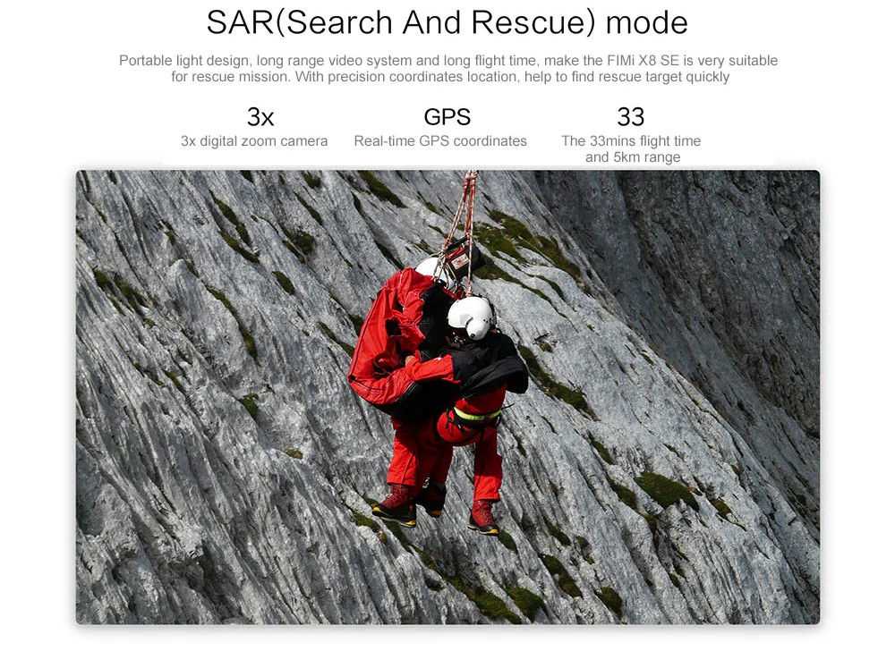 Xiaomi FIMI X8 SE Voyage Version 4K 5KM FPV Foldable GPS RC Drone With 3-axis Gimbal 33mins Flight Time RTF Black - One Battery With Bag