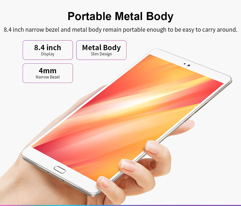 Teclast M8 Tablet PC Allwinner A63 Quad-Core 1.8GHz 8.4" 2.5K Screen 2560*1600 Android 7.1 3GB RAM 32GB ROM - Gold