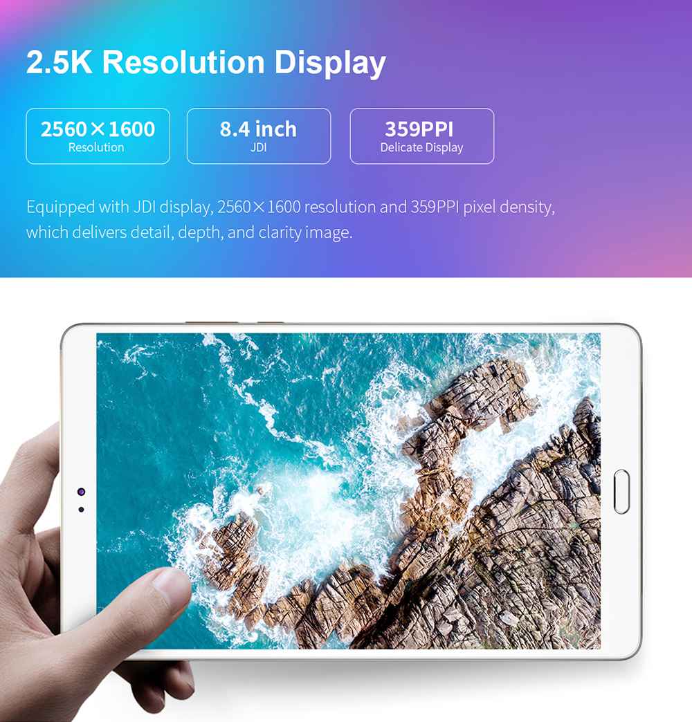 Teclast M8 Tablet PC Allwinner A63 Quad-Core 1.8GHz 8.4" 2.5K Screen 2560*1600 Android 7.1 3GB RAM 32GB ROM - Gold