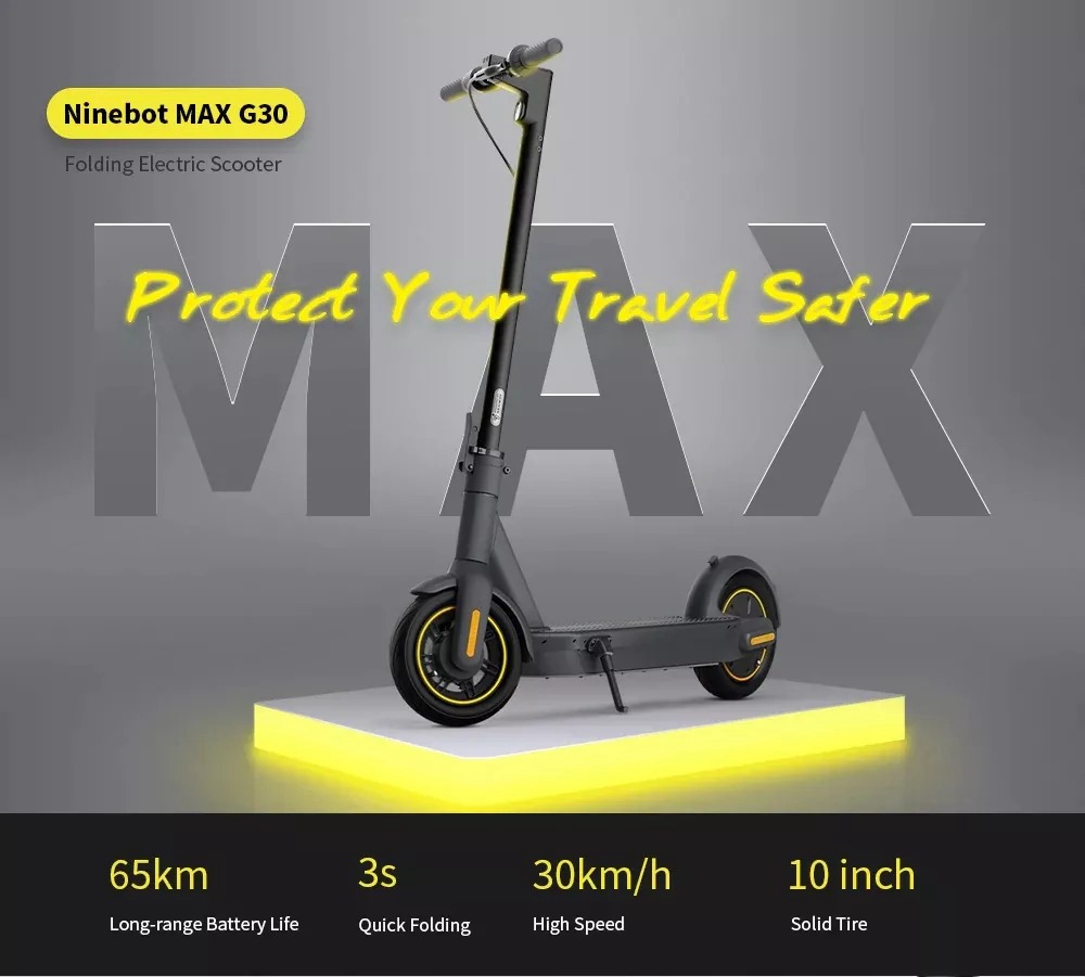 Ninebot MAX G30 Portable Folding Electric Scooter 350W Motor Max Speed 30km/h 15.3Ah Battery - Black