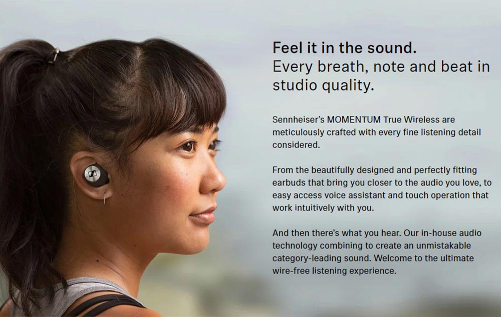 Sennheiser Momentum Bluetooth 5.0 TWS Earphone AAC/aptX Low Latency Siri Google Assistant IPX4