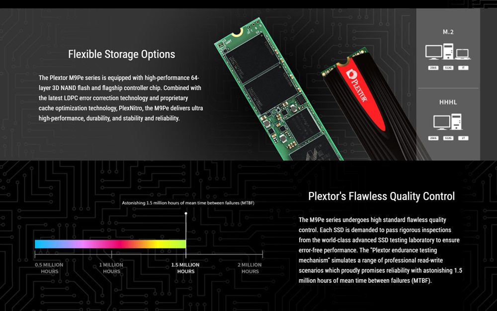 Plextor M9PeG (PX-1TM) Internal SSD 1TB M.2 Interface Reading Speed 3200 MB/s Solid State Drive - Black