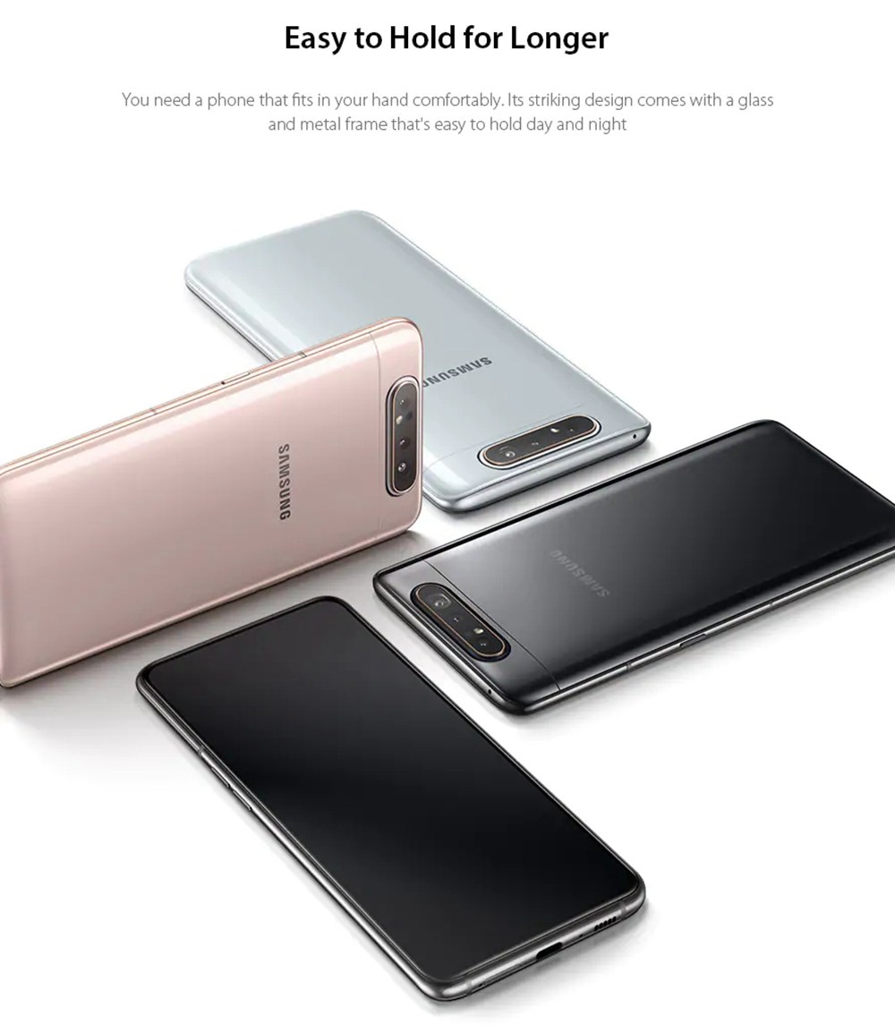 Samsung Galaxy A80 4G Smartphone 6.7 Inch Snapdragon 730G 8GB 128GB 48.0MP+8.0MP+3D Depth Camera Triple Rear Cameras NFC Fingerprint ID Dual SIM Android 9.0 - Black