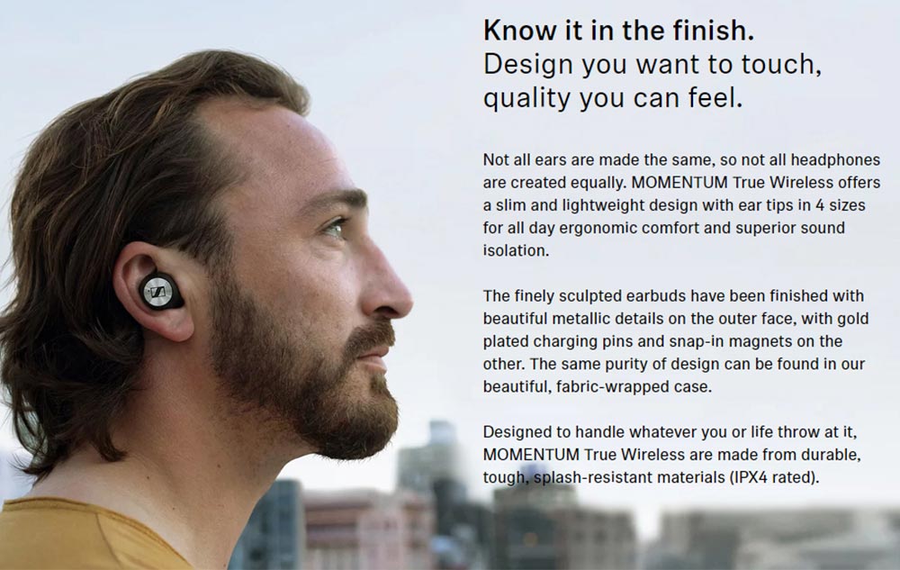 Sennheiser Momentum Bluetooth 5.0 TWS Earphone AAC/aptX Low Latency Siri Google Assistant IPX4