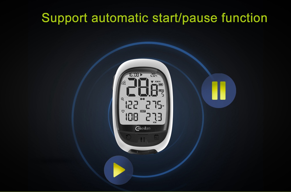 Meilan M2 GPS Bike Computer Waterproof Speedometer Odometer 2.2 Inch FSTN Display Screen - White