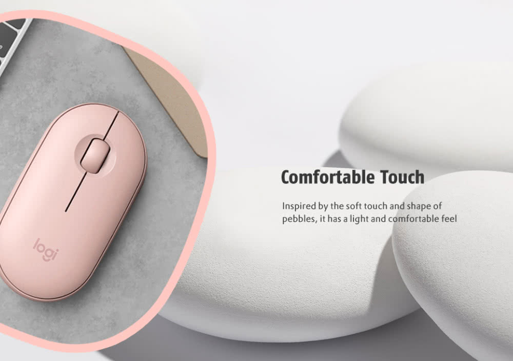 Logitech Pebble Wireless Mouse Bluetooth 2.4GHz Mute Dual Modes Portable For PC Laptop - White