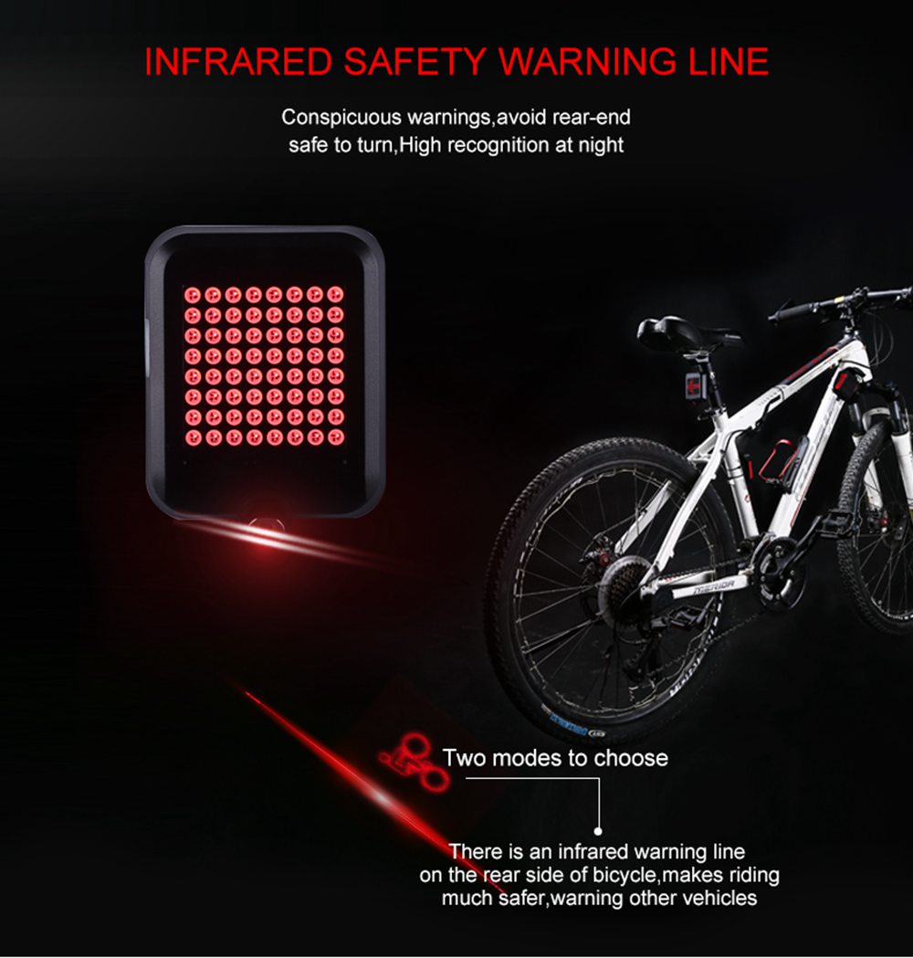 LED Automatic Direction Indicator Bicycle Rear Taillight USB Rechargeable Cycling MTB Bike Turn Signals Light