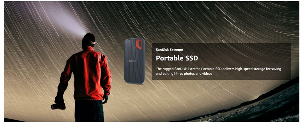 SanDisk E60 SDSSDE60-250G-Z25 2TB Portable External SSD USB-C USB3.1 Solid State Drive Read Speed 550MB/s - Black