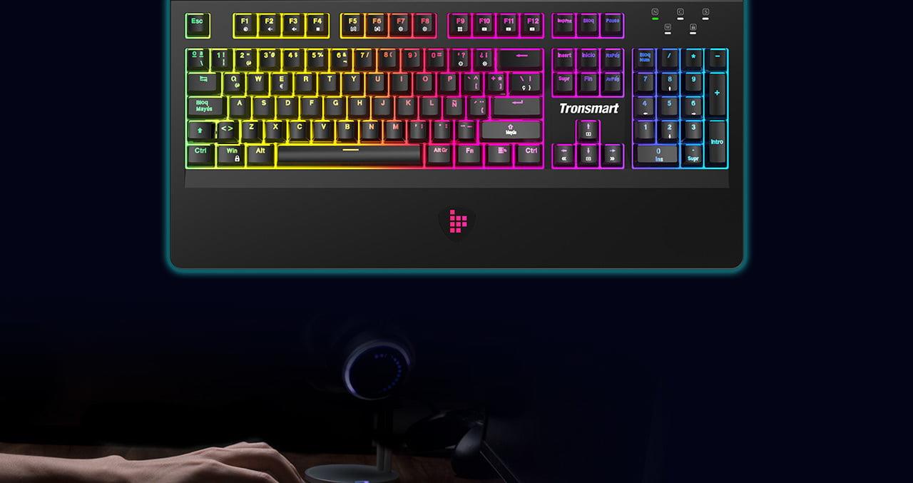 Tronsmart TK09R Spanish Mechanical Gaming Keyboard with RGB Backlight Macro Keys Blue Switches for Gamers