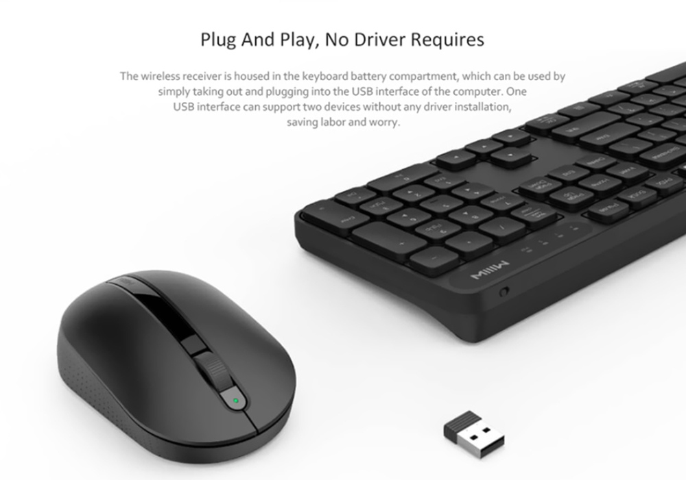 Xiaomi MIIIW Wireless Keyboard And Mouse Set 2.4G Wireless Plug & Play - Black
