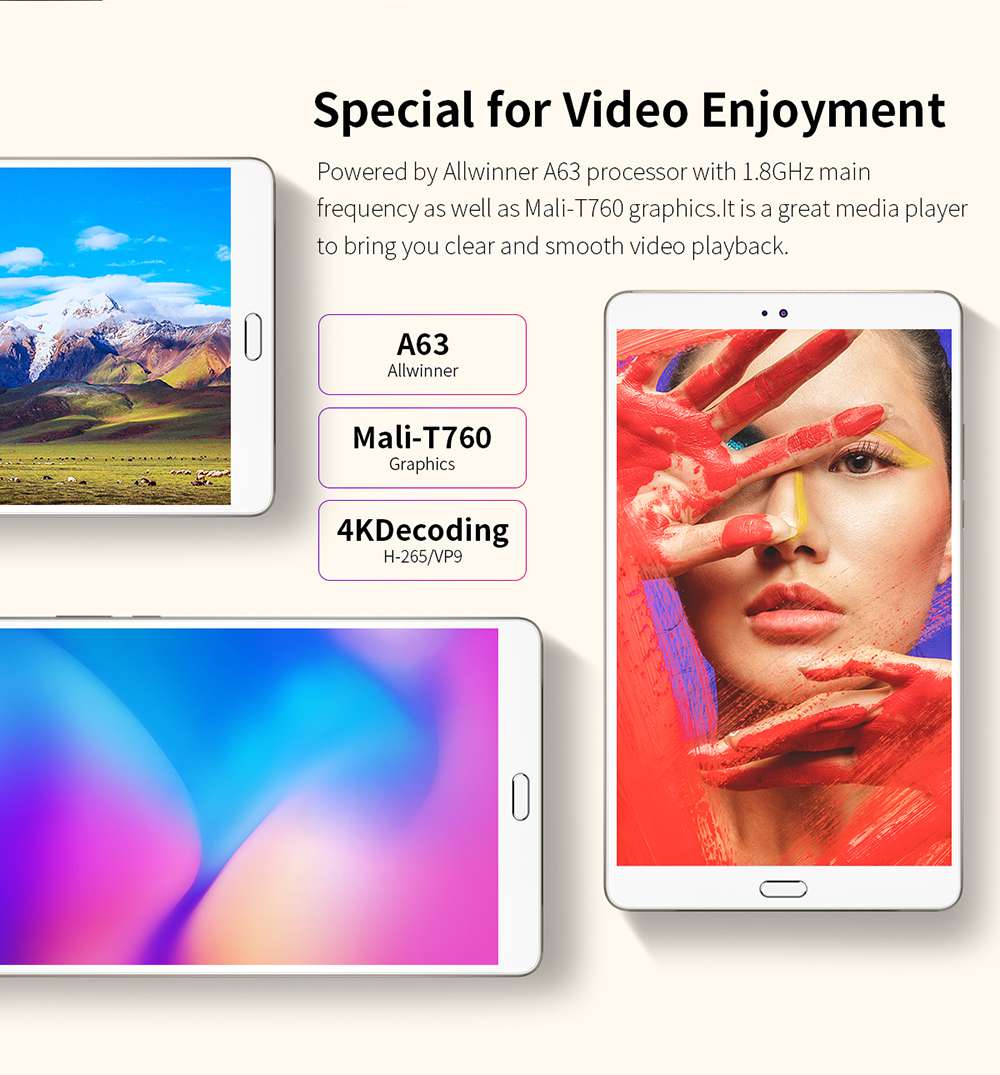 Teclast M8 Tablet PC Allwinner A63 Quad-Core 1.8GHz 8.4" 2.5K Screen 2560*1600 Android 7.1 3GB RAM 32GB ROM - Gold