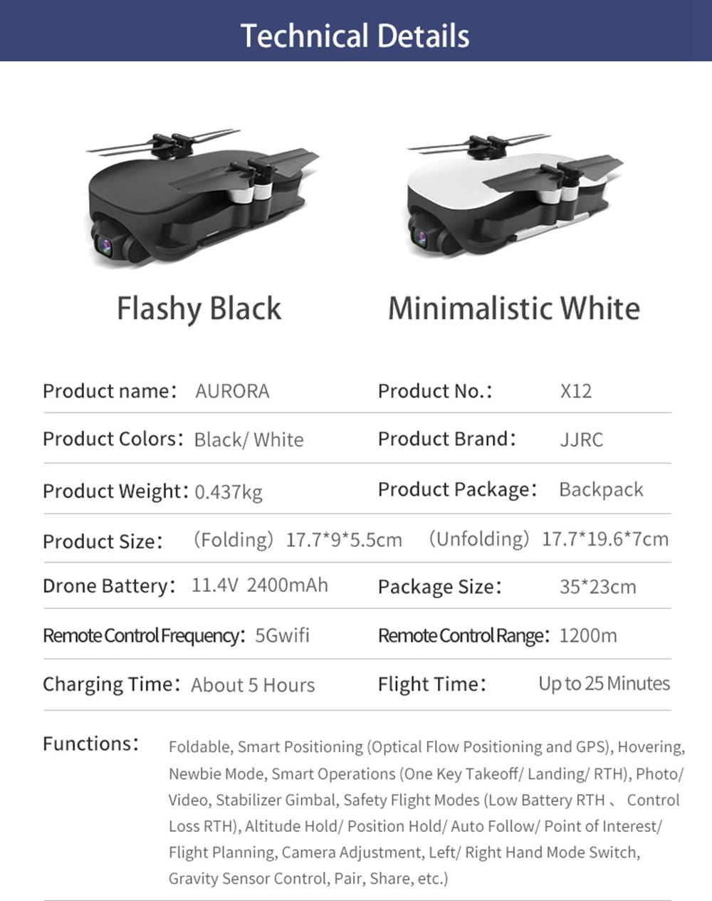 JJRC X12 AURORA 4K 5G WIFI 1.2km FPV GPS Foldable RC Drone With 3Axis Gimbal 50X Digital Zoom Ultrasonic Positioning RTF