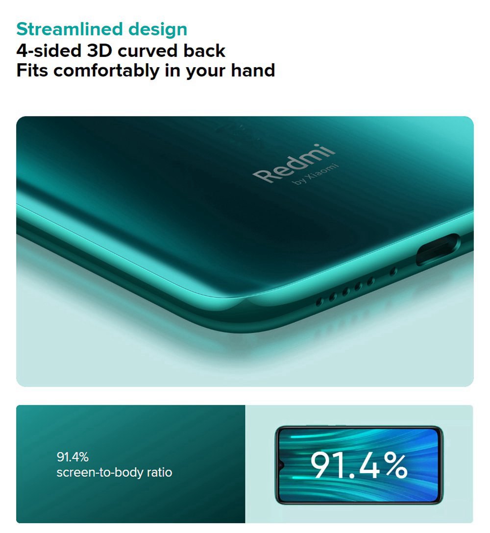Xiaomi Redmi Note 8 Pro 6.53 Inch 4G LTE Smartphone MTK Helio G90T 6GB 128GB 64.0MP+8.0MP+2.0MP+2.0MP Quad Rear Cameras MIUI 10 Type-C Fingerprint ID Global Version - Grey