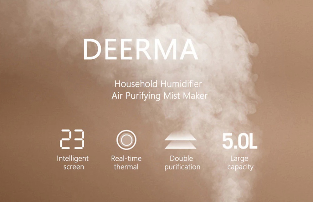 DEERMA DEM F600 Household Ultrasonic Humidifier 5L Capacity - White