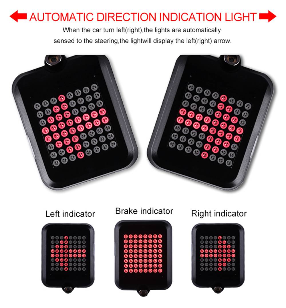 LED Automatic Direction Indicator Bicycle Rear Taillight USB Rechargeable Cycling MTB Bike Turn Signals Light