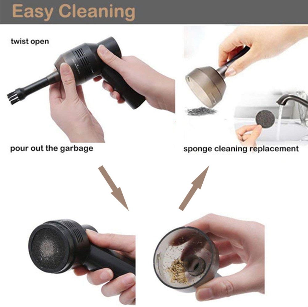 Mini Portable Keyboard Vacuum Cleaner Multifunctional Wireless USB Charging For PC Laptop - Black