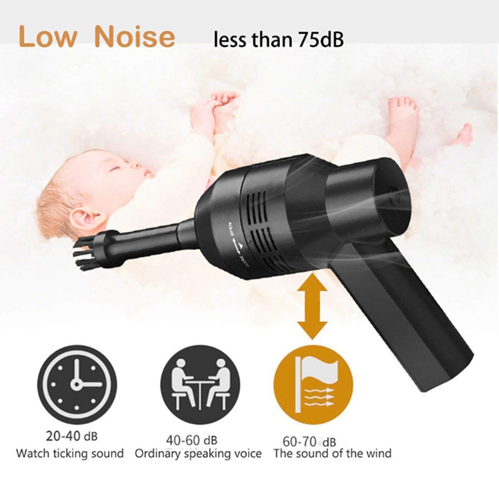 Mini Portable Keyboard Vacuum Cleaner Multifunctional Wireless USB Charging For PC Laptop - Black