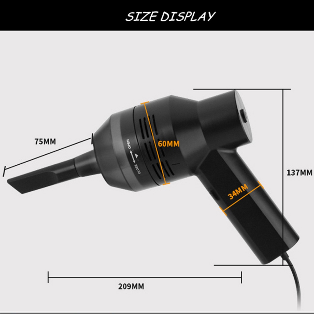 Mini Portable Keyboard Vacuum Cleaner Multifunctional Wireless USB Charging For PC Laptop - Black