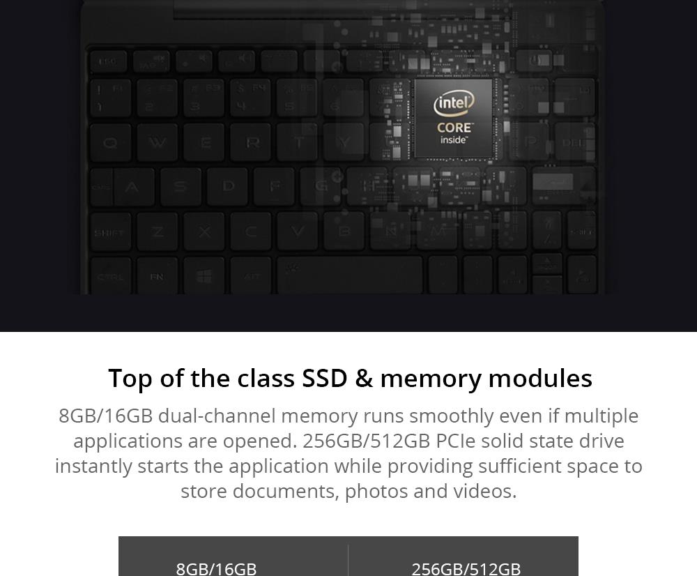 Magic-Ben MAG1 Pocket Laptop 8.9" IPS Touchscreen 2560*1600 Intel Core m3-8100y 16GB Memory 512GB SSD Full metal Slim body Ultra Light Backlit Keyboard Fingerprint Window 10 - Black