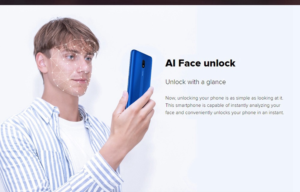 Xiaomi Redmi 8A 6.22 Inch 4G LTE Smartphone Snapdragon 439 2GB 32GB 12.0MP+8.0MP Dual Cameras Fingerprint ID Dual SIM MIUI 10 Global Version - Blue