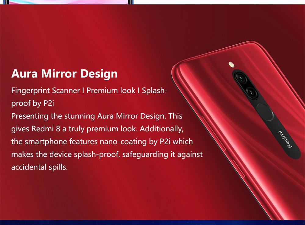Xiaomi Redmi 8 6.22 Inch 4G LTE Smartphone Snapdragon 439 4GB 64GB 12.0MP+2.0MP Dual Rear Cameras Face Identification Dual SIM MIUI 10 Global Version - Black