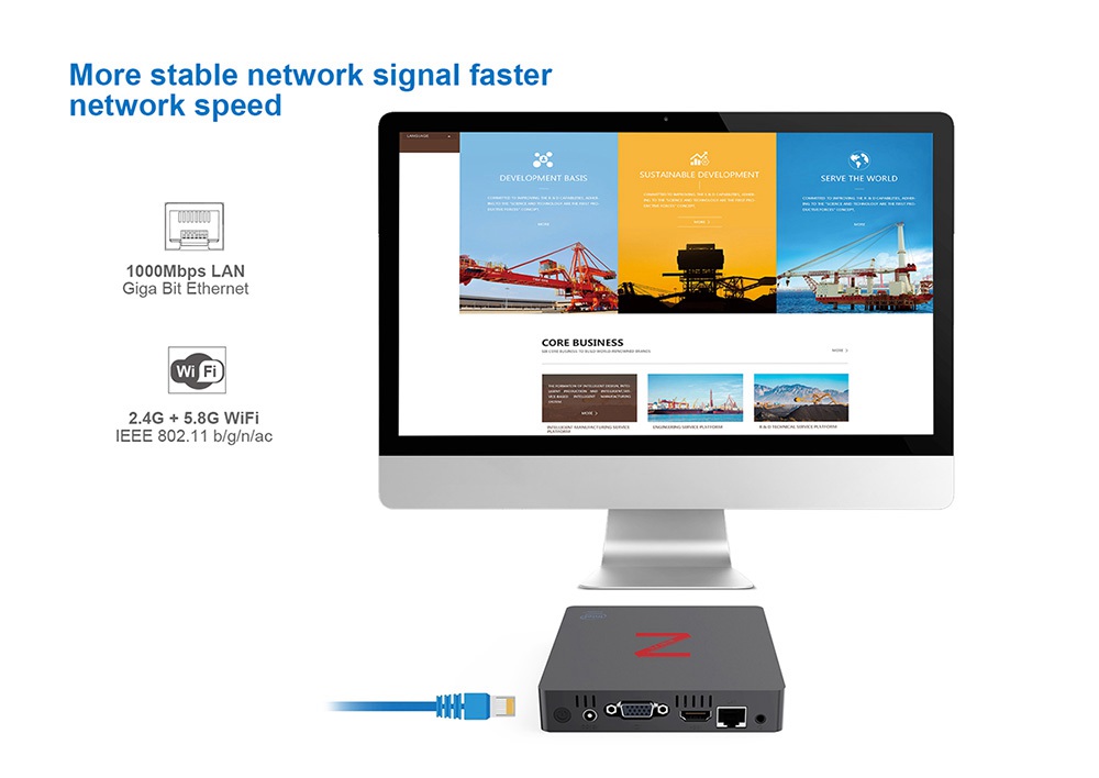 Z85 Intel Z8350 Wall-mounted MINI PC 4G/64G HDMI+VGA 2.4G/5G WIFI Bluetooth Gigabit LAN USB3.0