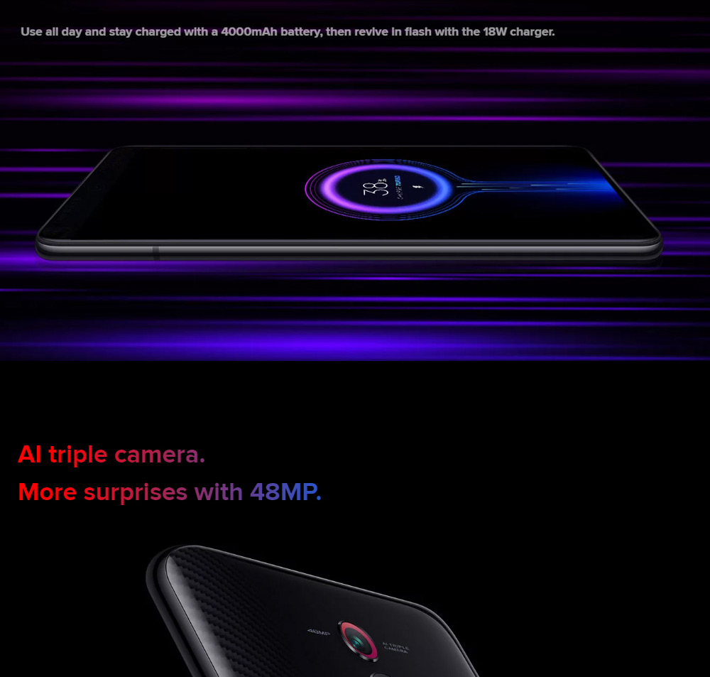 Xiaomi Mi 9T 6.39 Inch 4G LTE Smartphone Snapdragon 730 6GB 64GB 48.0MP+8.0MP+13.0MP Triple Rear Cameras MIUI 10 In-display Fingerprint Fast Charge Global Version - Black