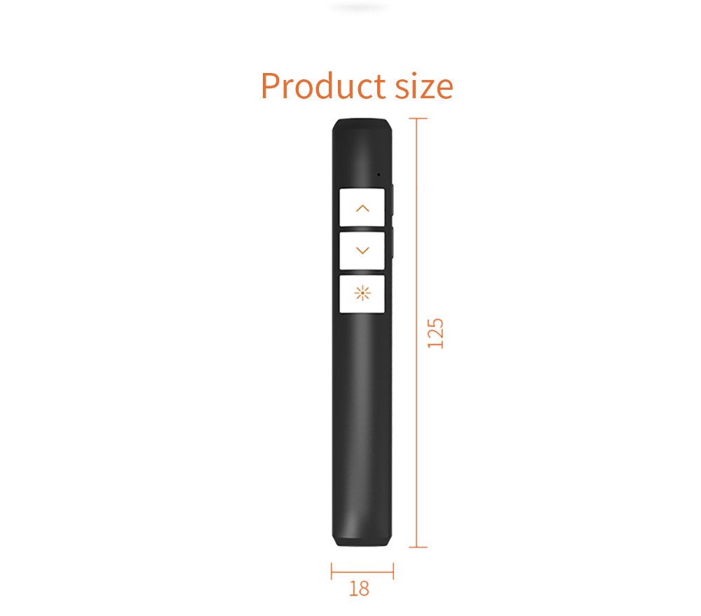 Viboton PP932 Wireless Lase Presenter All-in-one Laser Pointer 2.4G FR Ergonomic Streamlined Technology Multimedia Presentation Remote Control Widely Compatible With Indicator Light - Black