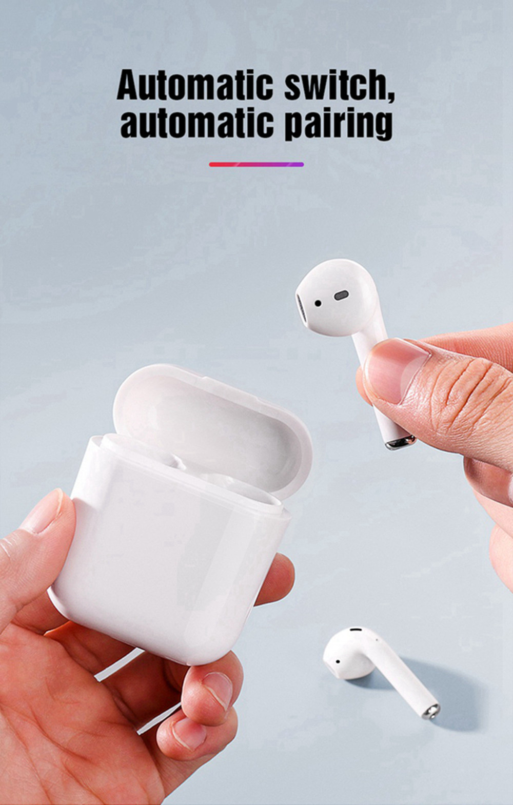 Apods i12 TWS Bluetooth 5.0 Earbuds HiFi Heavy Bass - Black