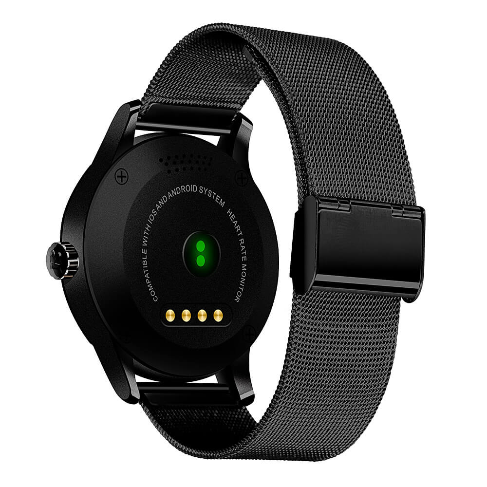 Makibes K88H Smart Bluetooth Watch Heart Rate Monitor Smartwatch MTK2502 Siri Function Gesture Control For iOS Andriod (Stainless Steel Band) - Black