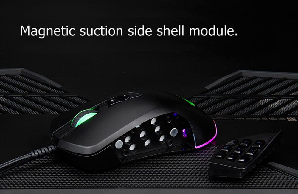 Ajazz GTI Wired Gaming Mouse 5000DPI 6 Programmable Buttons RGB Colorful Lights - Black