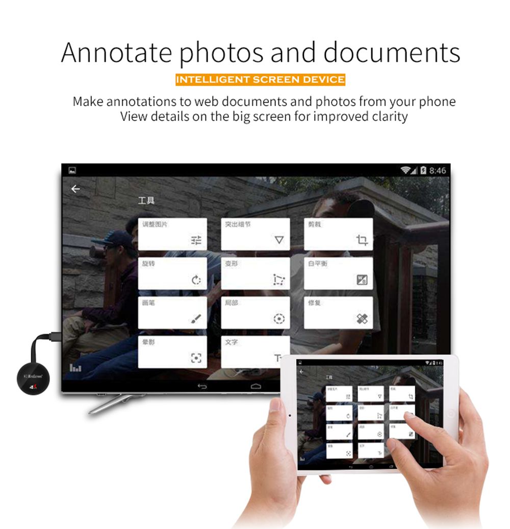 MiraScreen G7 Plus Wireless Display Receiver Plug & Play 2.4G+5G WIFI 4K support Android/ IOS/ MAC/ Windows