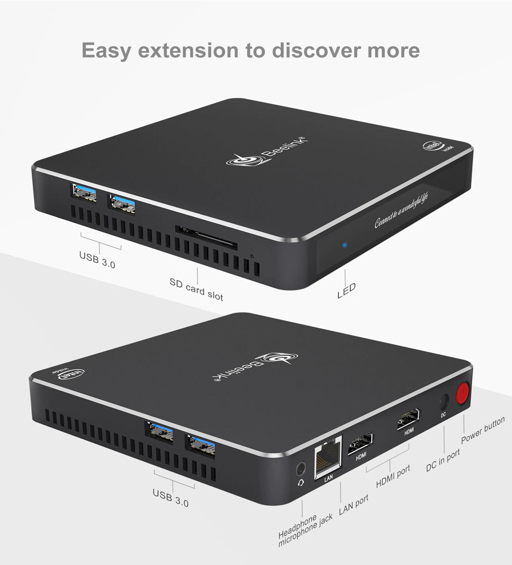 Beelink Gemini T42 Intel Apollo Lake j4205 Windows 10 4K Mini PC 8G DDR3 128G SSD 2.4G+5G WiFi Bluetooth HDMI*2 Dual Screen Display