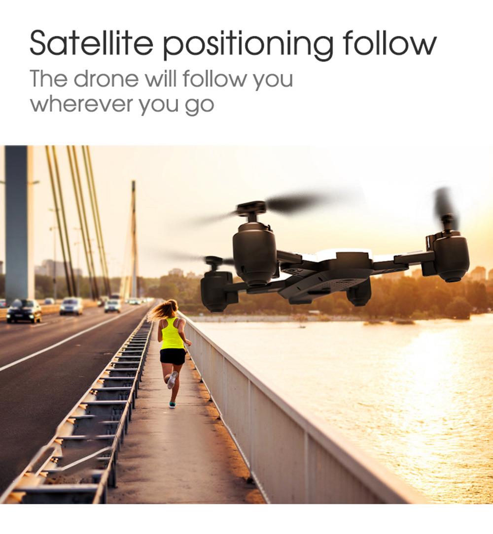 SHRC H1G 1080P 2.4G WiFi GPS FPV RC Drone Follow Me Mode RTF Black - Two Battery