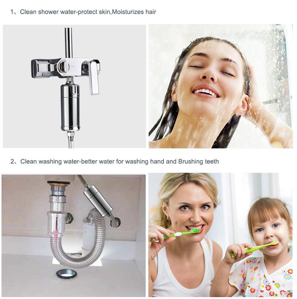 HL-14 Dechlorination Shower Water Filter Purifier for Skin Hair Care - Silver